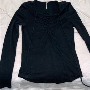 Long sleeve lace up top